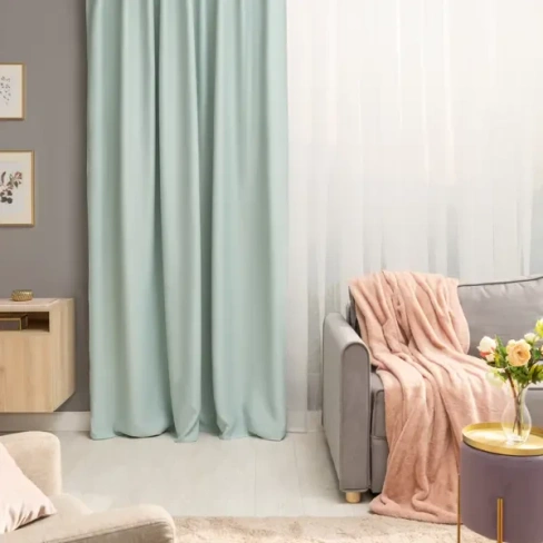 Штора на ленте со скрытыми петлями блэкаут Inspire Alycia 200x280 см цвет светло-голубой Laguna 5 INSPIRE
