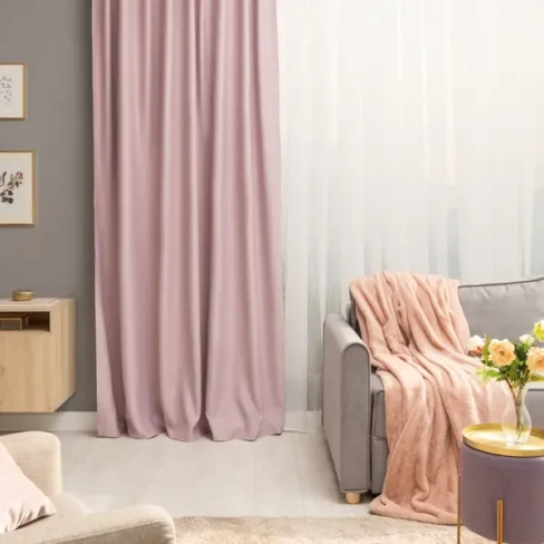Штора на ленте со скрытыми петлями блэкаут Inspire Alycia 200x280 см цвет розовый Olga 5 INSPIRE