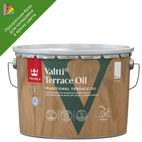 488592796 Масло для террас и садовой мебели Tikkurila Valtti Terrace Oil База ЕС бесцветное 9 л TIKKURILA