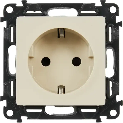 488593867 Розетка Legrand VLN-L 2 контакта с заземлением с защитными шторками цвет слоновая кость LEGRAND