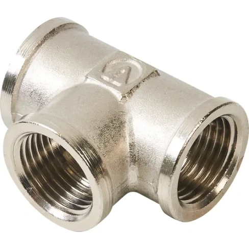 Тройник Stout 1/2" никелированная латунь STOUT