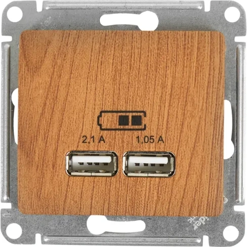 Розетка USB встраиваемая Schneider Electric Glossa цвет дуб SCHNEIDER ELECTRIC Розетка USB А+А