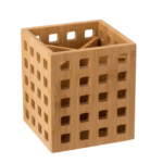 Подставка для столовых 12x12x14 см приборов бамбук цвет бежевый
