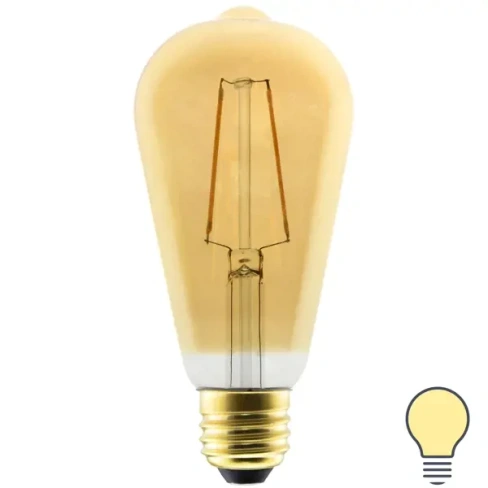 Лампа светодиодная филаментная Gauss Basic ST64 Golden E27 230 В 3 Вт груша прозрачная с напылением 300 лм
