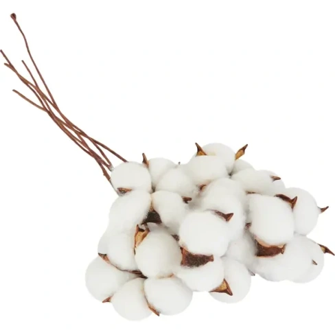 Растение искусственное Хлопок 5 соцветий 14x86x11 см полиэстер белый MOD_201260