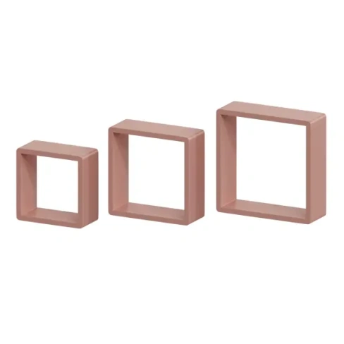 Набор настенных полок Spaceo 20x20 см/24x24 см/28x28 см МДФ цвет розовый 3 шт SPACEO