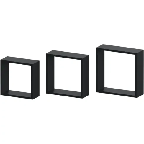 Набор настенных полок Spaceo 24x24 см/27x27 см/30x30 см МДФ цвет чёрный 3 шт SPACEO