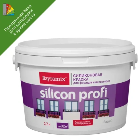 Краска для колеровки фасадная Bayramix Silicon Profi прозрачная база С 2.7 л BAYRAMIX