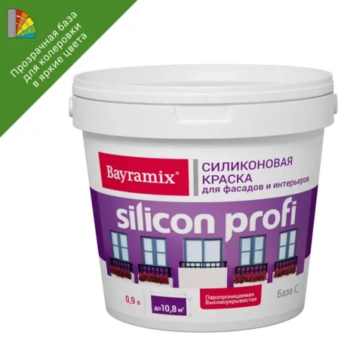 Краска для колеровки фасадная Bayramix Silicon Profi прозрачная база С 0.9 л BAYRAMIX