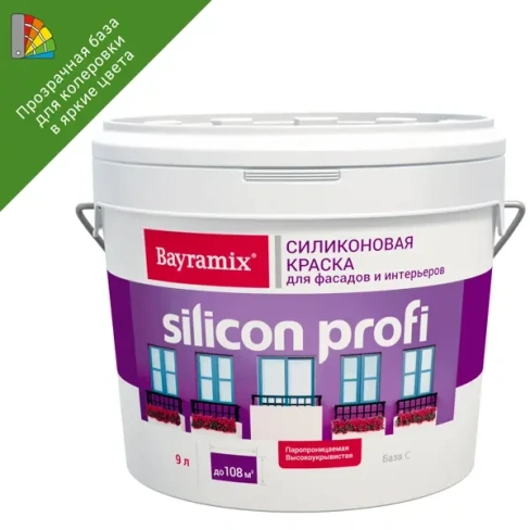 Краска для колеровки фасадная Bayramix Silicon Profi прозрачная база С 9 л BAYRAMIX