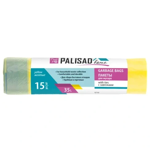 488690013 Мешки для мусора Palisad Home 35 л цвет жёлтый 15 шт.