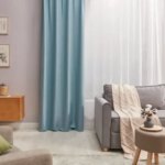 Штора на ленте со скрытыми петлями Inspire Lidia 140x280 см цвет синий Agata 3 INSPIRE