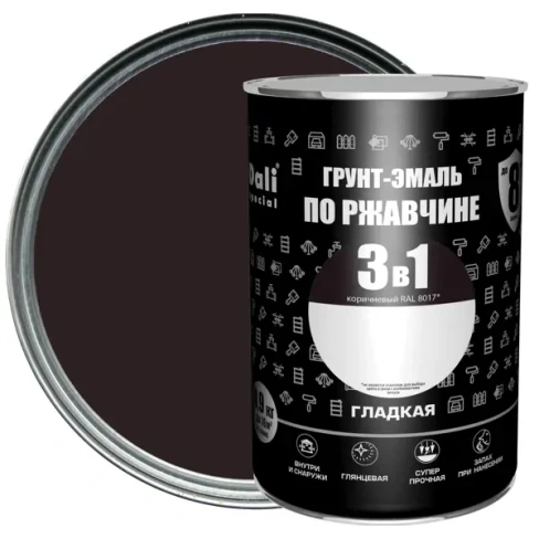 Грунт-эмаль по ржавчине 3 в 1 Dali Special гладкая цвет коричневый 0.9 кг RAL 8017 DALI