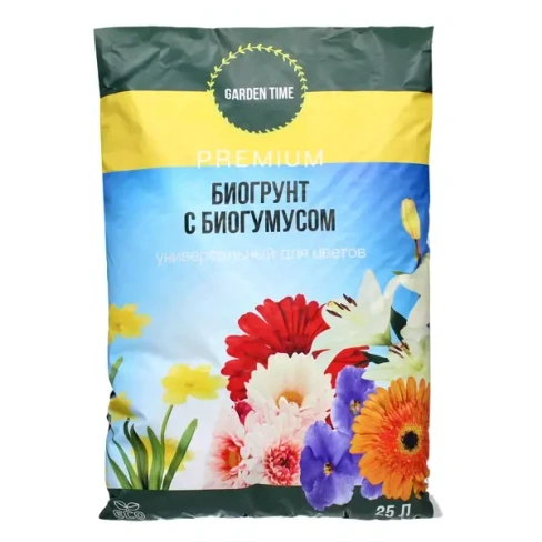 Грунт Garden time для цветов с биогумусом 25Л