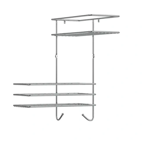 Полка настенная угловая двойная Lemer Soul 22.5x35x22.5 см металл цвет хром LEMER Soul Угловая полочка для хранения