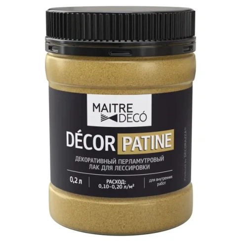 Лак перламутровый Maitre Deco Décor Патина 0.2 л цвет золотой MAITRE DECO