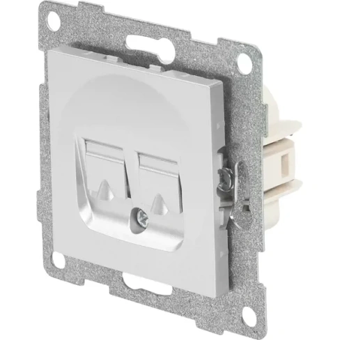 488694842 Розетка компьютерная двойная встраиваемая Gusi Electric без заземления RJ45 цвет серебро GUSI ELECTRIC двойная компьютер