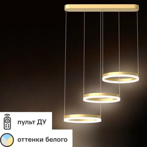 Люстра потолочная светодиодная диммируемая Ritter Rivo 52090 4 с д/у 72 Вт 17 м² 2700К-6500К цвет белый/золотой RITTER