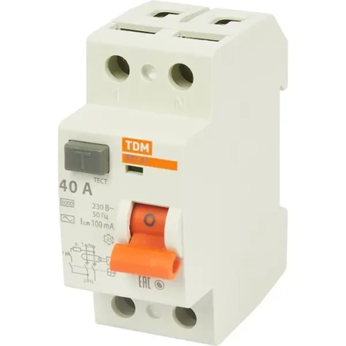 УЗО Tdm Electric ВД1-63 2P 40 A 100 мА 4.5 кА AC SQ0203-0011 TDM ELECTRIC