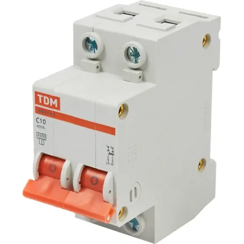 Автоматический выключатель TDM Electric ВА47-63 2P C10 А 4.5 кА SQ0218-0010 TDM ELECTRIC