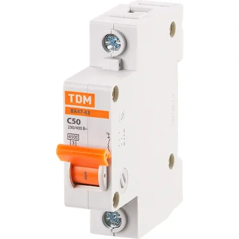 Автоматический выключатель TDM Electric ВА47-63 1P C50 А 4.5 кА SQ0218-0008 TDM ELECTRIC