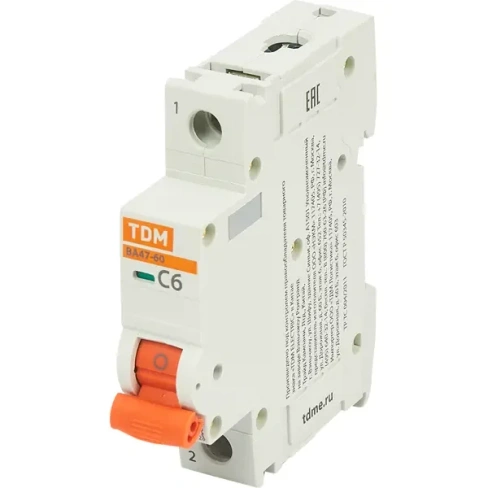 Автоматический выключатель TDM Electric ВА47-60 1P C6 А 6 кА SQ0223-0073 TDM ELECTRIC