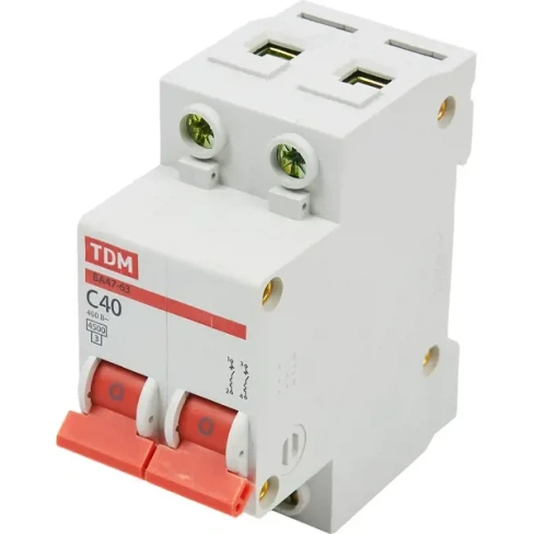 Автоматический выключатель TDM Electric ВА47-63 2P C40 А 4.5 кА SQ0218-0014 TDM ELECTRIC
