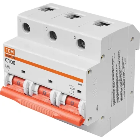 Автоматический выключатель Tdm Electric ВА47-100 3P C100 А 10 кА SQ0207-0077 TDM ELECTRIC