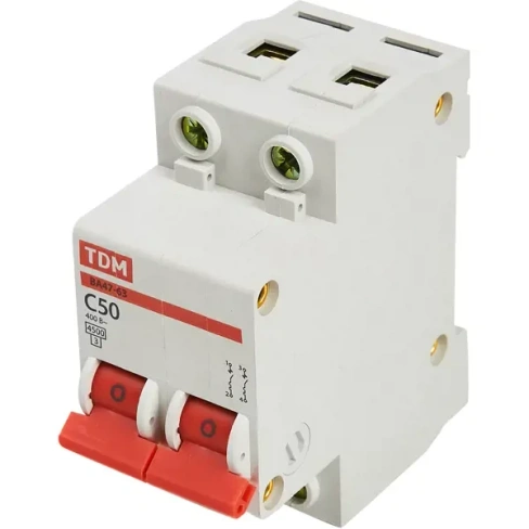 Автоматический выключатель TDM Electric ВА47-63 2P C50 А 4.5 кА SQ0218-0015 TDM ELECTRIC