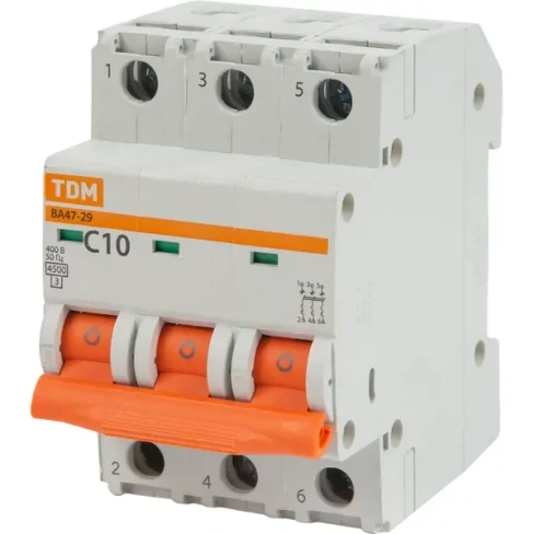 488701630 Автоматический выключатель TDM Electric ВА47-29 3P C10 А 4.5 кА SQ0206-0107 TDM ELECTRIC