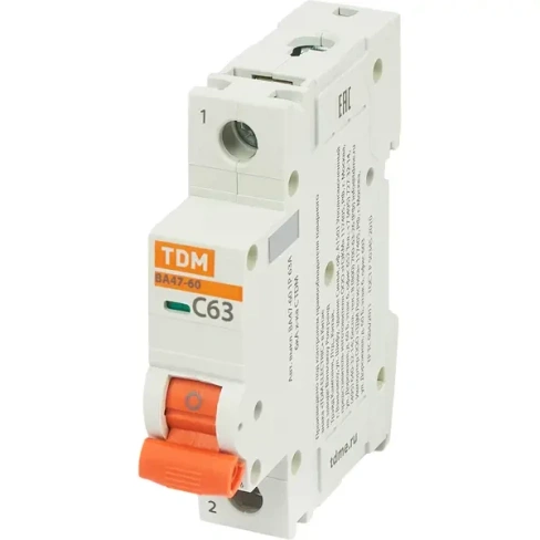 Автоматический выключатель Tdm Electric ВА47-60 1P C63 А 6 кА SQ0223-0083 TDM ELECTRIC