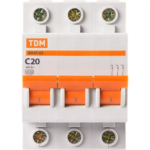 Автоматический выключатель TDM Electric ВА47-63 3P C20 А 4.5 кА SQ0218-0020 TDM ELECTRIC
