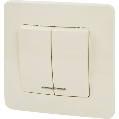 488711249 Выключатель встраиваемый Schneider Electric Blanca 2 клавиши с подсветкой цвет бежевый SCHNEIDER ELECTRIC Blanca Выключа