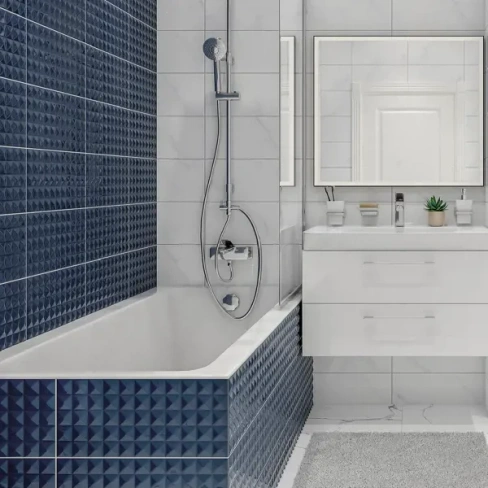 488711370 Плитка настенная Cersanit Angoli рельефная 20x44 см 1.056 м² цвет синий CERSANIT Angoli настенная плитка