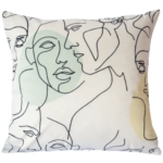Подушка Набросок бархат 45x45 цвет белый SEASONS