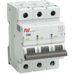 Автоматический выключатель EKF Averes AV-6 3P C50 А 6 кА mcb6-3-50C-av