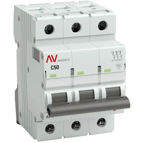 Автоматический выключатель EKF Averes AV-6 3P C50 А 6 кА mcb6-3-50C-av