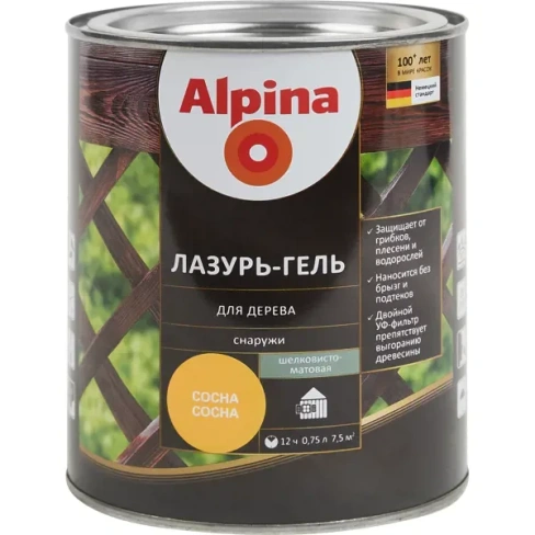 Лазурь-гель для дерева Alpina сосна 0.75 л ALPINA