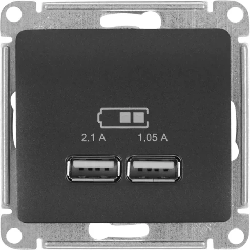 488723849 Розетка USB встраиваемая Schneider Electric Glossa цвет графитовый SCHNEIDER ELECTRIC Розетка USB А+А