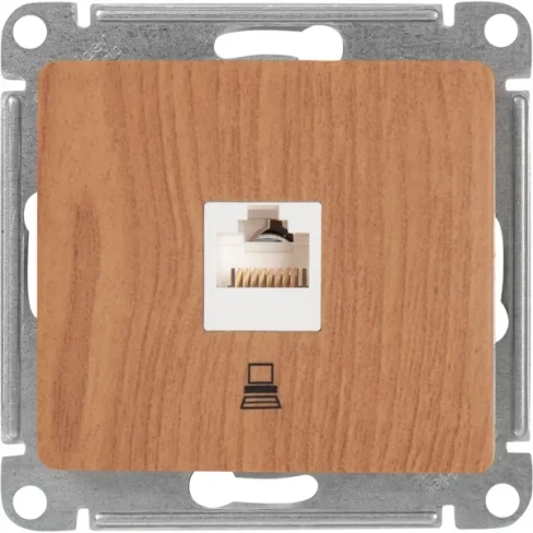 488724496 Розетка компьютерная встраиваемая Schneider Electric Glossa RJ45 cat 5E цвет дуб SCHNEIDER ELECTRIC Розетка ПК кат 5е