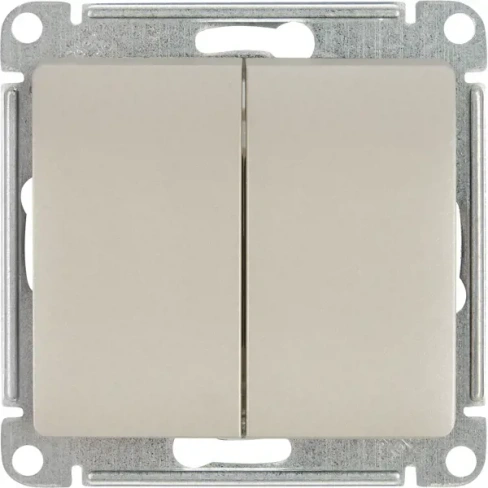 488724909 Выключатель встраиваемый Schneider Electric Glossa СХ5 2 клавиши цвет платиновый SCHNEIDER ELECTRIC