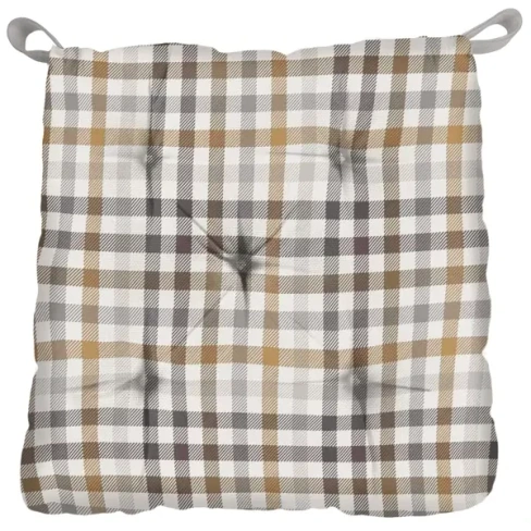 Сидушка Тартан 40x35 см цвет бежевый LINEN WAY Сидушка с липучками Шарм