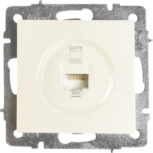 488726028 Розетка компьютерная встраиваемая Lezard Vesna cat 6 цвет жемчужно-белый LEZARD Розета компьютерная