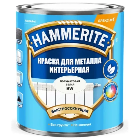 Краска для внутренних работ Hammerite BW цвет белый 0.9 л HAMMERITE