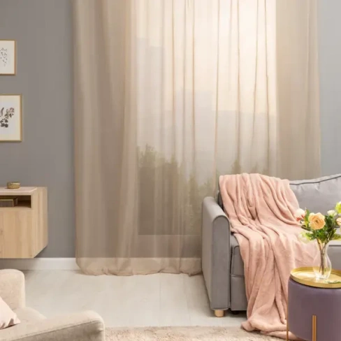 488726953 Тюль на ленте Inspire Polyone 300x280 см цвет бежевый Trench 5 INSPIRE