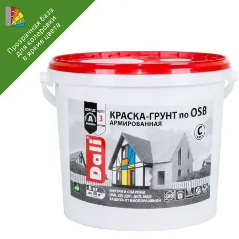 Краска-грунт армированная по OSB Dali 6 кг цвет бесцветный База С DALI