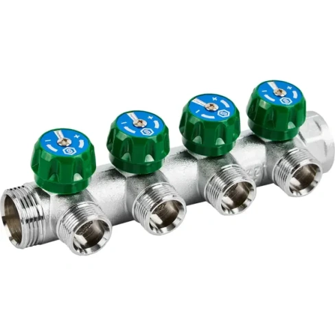 488727278 Коллектор регулирующий Stout на 4 отвода 1"x3/4" STOUT SMB-6850