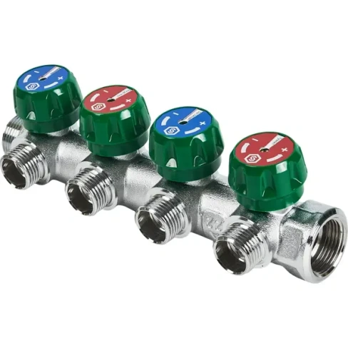 Коллектор регулирующий Stout на 4 отвода 3/4"x1/2" STOUT SMB-6850