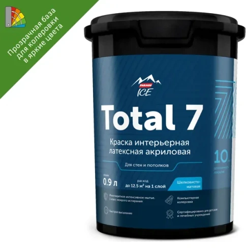 Краска водно-дисперсионная для стен и потолков Parade Total 7 база С 0.9 л PARADE