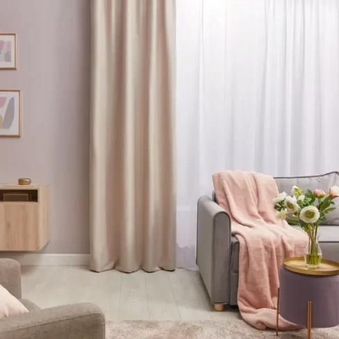 Штора на ленте со скрытыми петлями Inspire Lidia 140X280 см цвет персиковый Trench 6 INSPIRE LIDIA TRENCH6